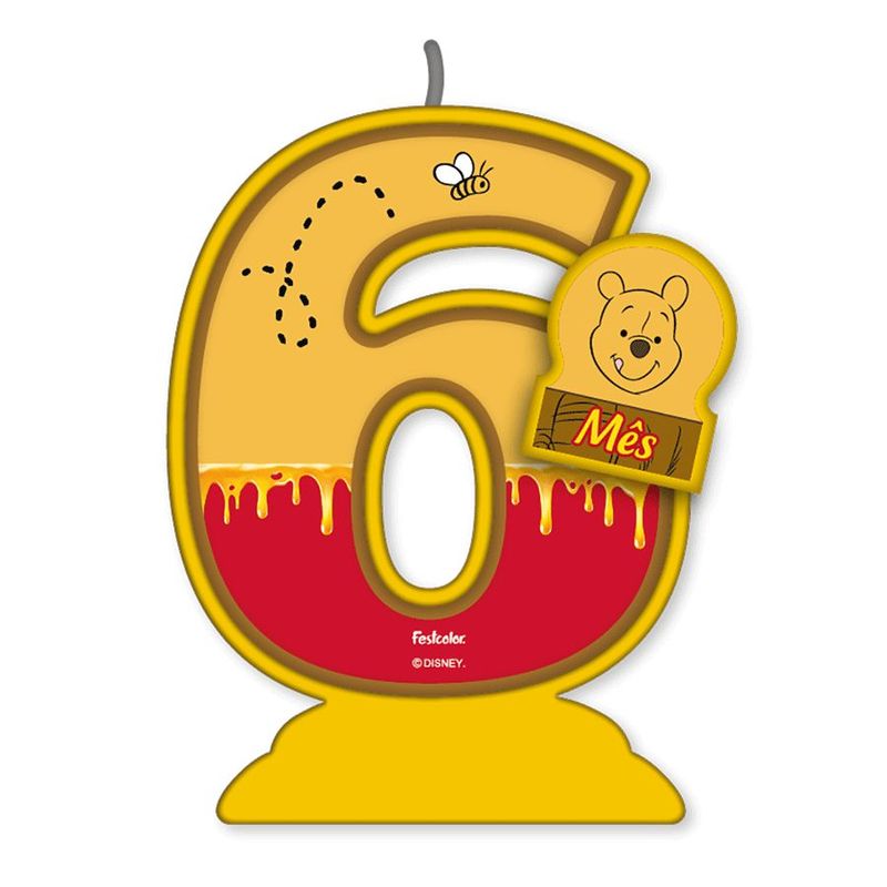 Vela Mesversário Festa Pooh e sua Turma - 6 mês - 01 Unidade - Festcolor - Magazine 25