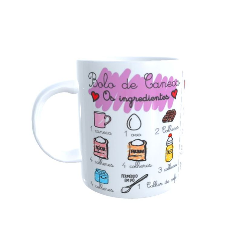 Caneca de Porcelana Receita de Bolo  - 1 unidade - Magazine 25