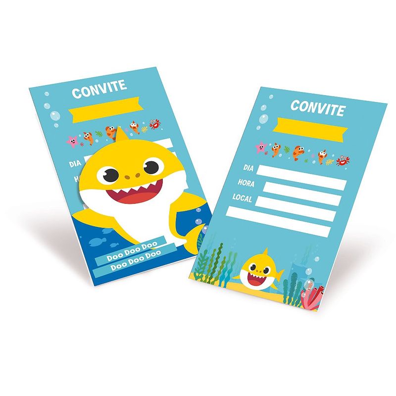 Convite Festa Baby Shark - 8 unidades - Cromus - Magazine 25