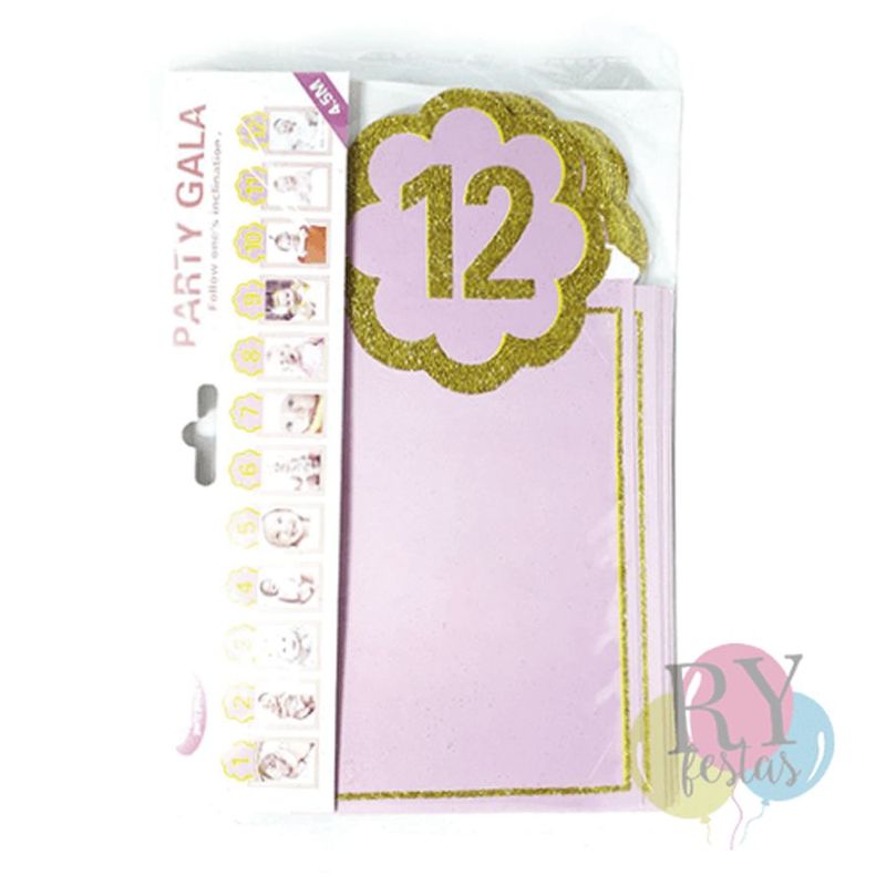 Varal Mesversário Porta Retrato Rosa - 1 Unidade - YOSS - Magazine 25