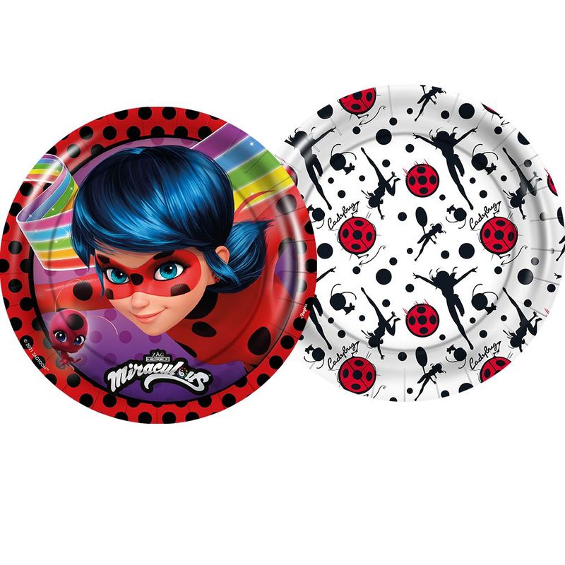 Prato Papel Redondo 18 Cm Ladybug Core 12 Unidades - Regina - Magazine 25