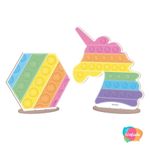 Enfeite de Mesa Pop It Unicórnio e Hexágono Fidget Toys - 2 unidades - Grintoy - Rizzo Embalagens