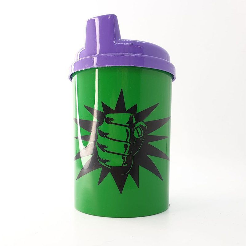 Copo Infantil Anti-Vazamento 240 mL - Soquinho Esmaga - Verde e Roxo - 1 unidade - Magazine 25