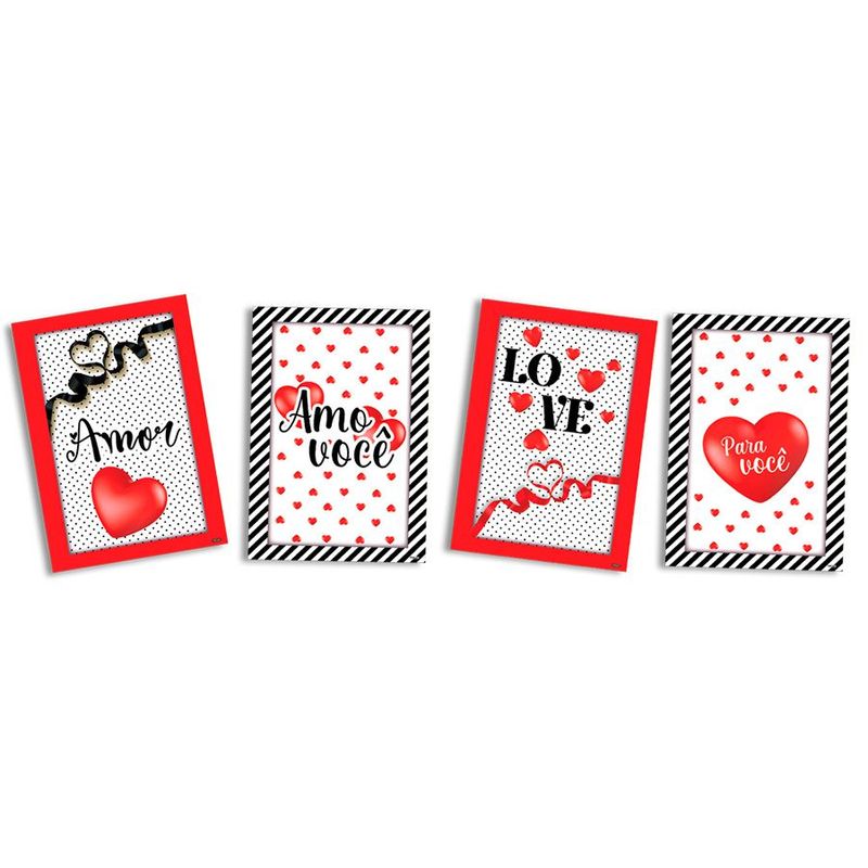 Quadros Decorativos - Amor - 4 unidades - Festcolor - Magazine 25