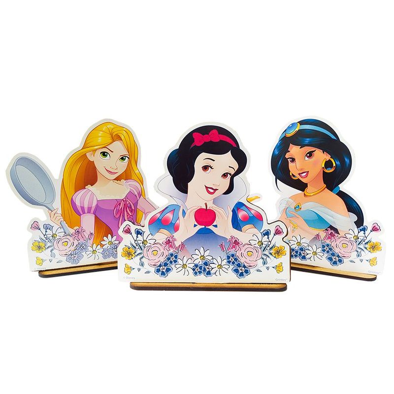 Kit Enfeite De Mesa I - Princesas - MDF - 3 unidades - Grintoy - Rizzo