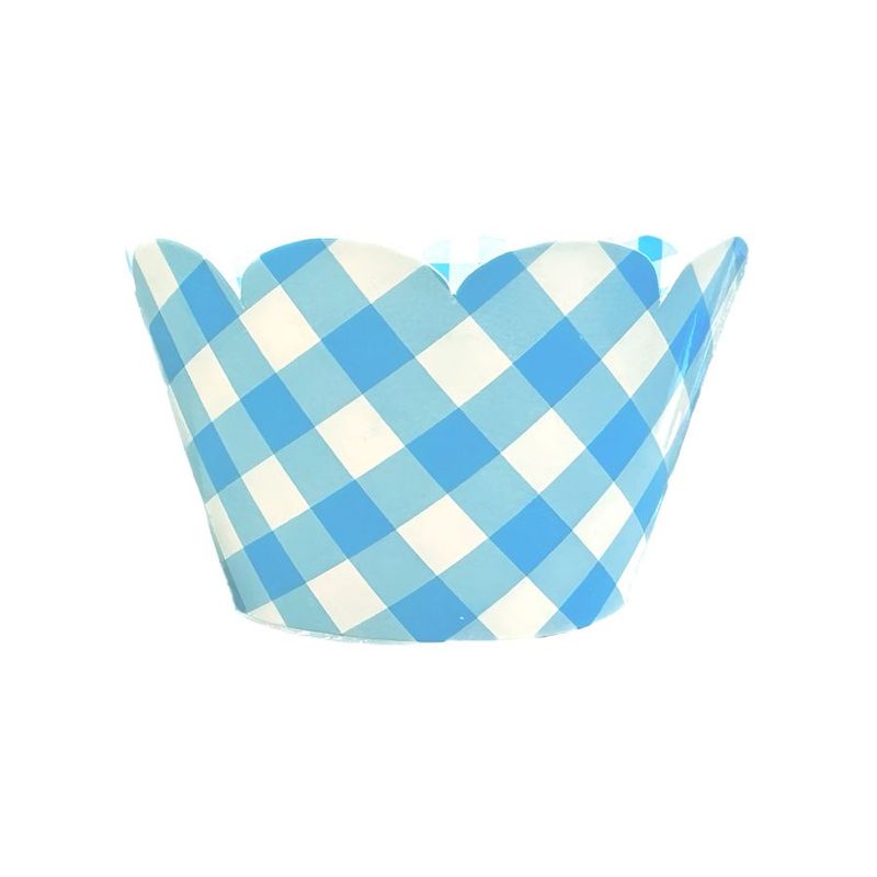 Wrapper para Cupcake - Xadrez Branco/Azul - 21,5x5cm - 12 unidades - Cromus - Magazine 25