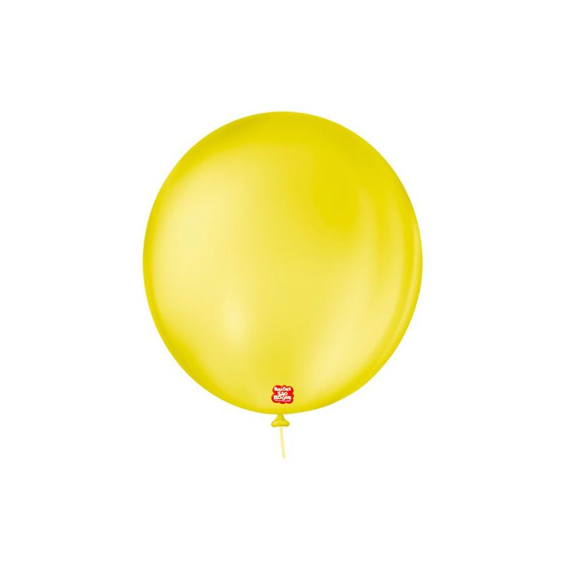 Balão de Festa Látex Liso 9''23cm Redondo  - Amerelo Citrino - 50 unidades - Balões São Roque - magazine 25