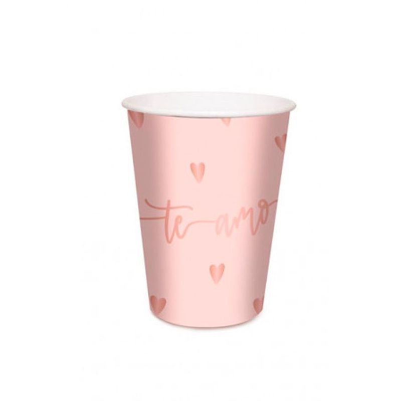 Copo de Papel Romantico Rose Gold 240ml - 8 unidades - Cromus - Magazine 25