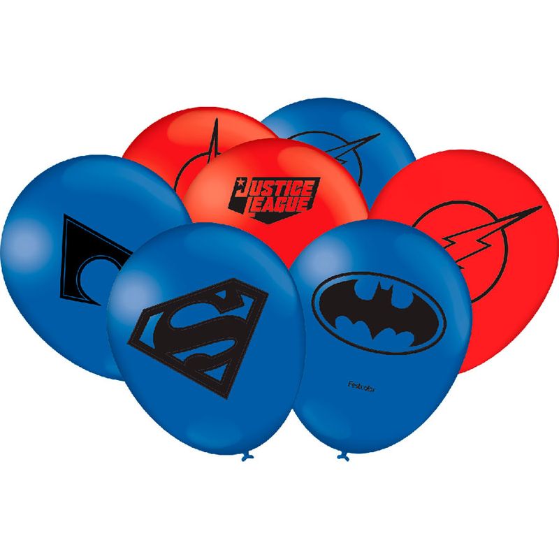Balão de Festa Decorado Liga da Justiça 9" 23cm - 25 unidades - Festcolor - Magazine 25