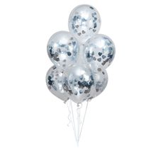 Kit Buquê Balões Látex Transparente com Confete Coração Prata - Buque com 06 Balões - 1 unidade - Regina - Magazine 25
