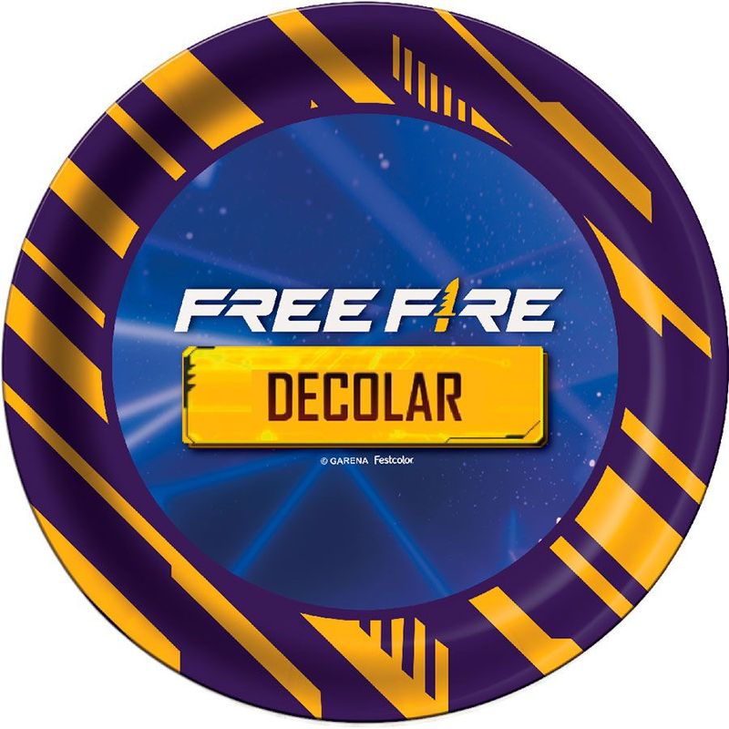 Prato de Papel Redondo - Free Fire - 8 unidades - Festcolor - Magazine 25