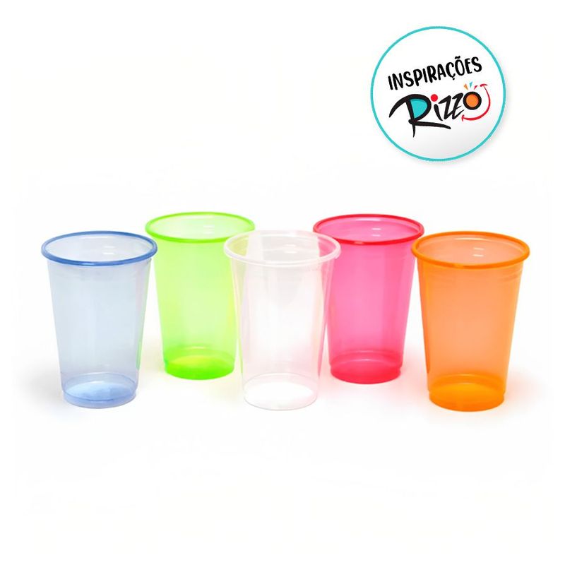 Copo 300ml Biodegradável Crystal Neon Natural - 25 unidades - Trik Trik - Magazine 25