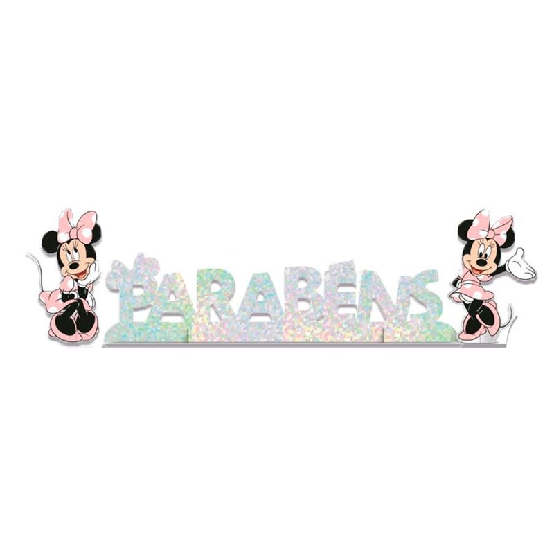 Decoração de Mesa Holográfica - Minnie Mouse Rosa - 1 unidade - Regina - Magazine 25