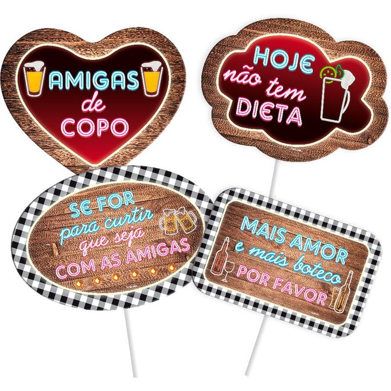 Kit Placas Divertidas - Boteco Delas - 4 unidades - Festcolor - Magazine 25