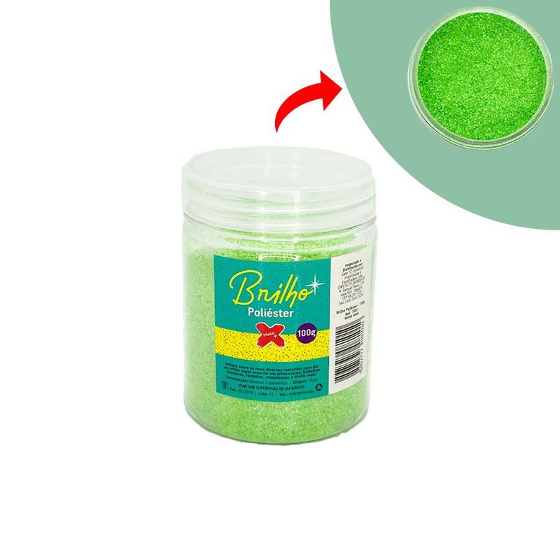 Glitter para Balões Brilho Poliéster 100 g - Ref. 7081 - Verde Neon - 1 unidade - Magazine 25