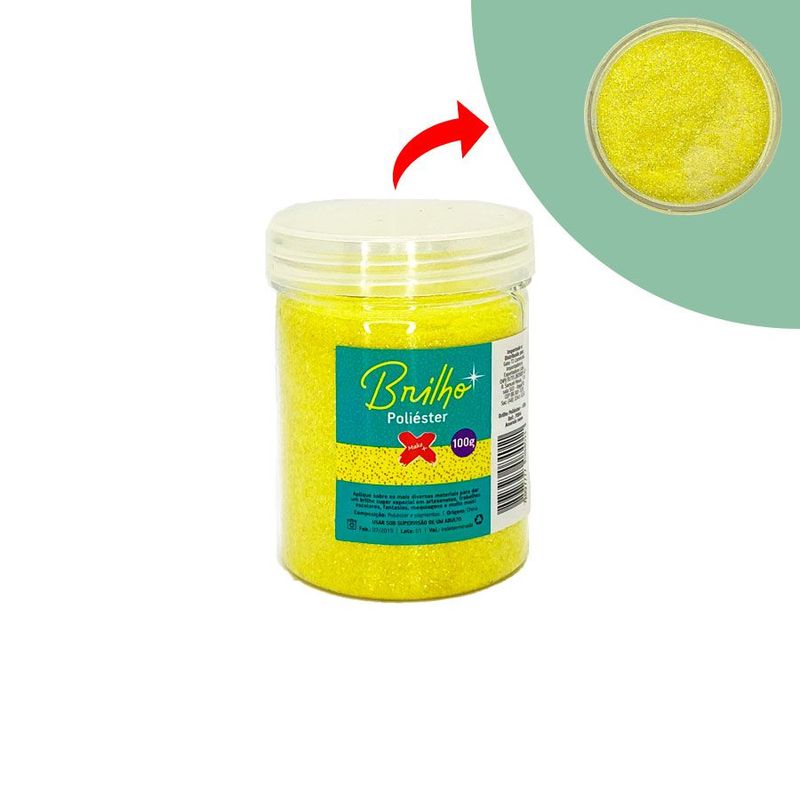 Glitter para Balões Brilho Poliéster 100 g - Ref. 7084 - Amarelo Neon - 1 unidade - Magazine 25