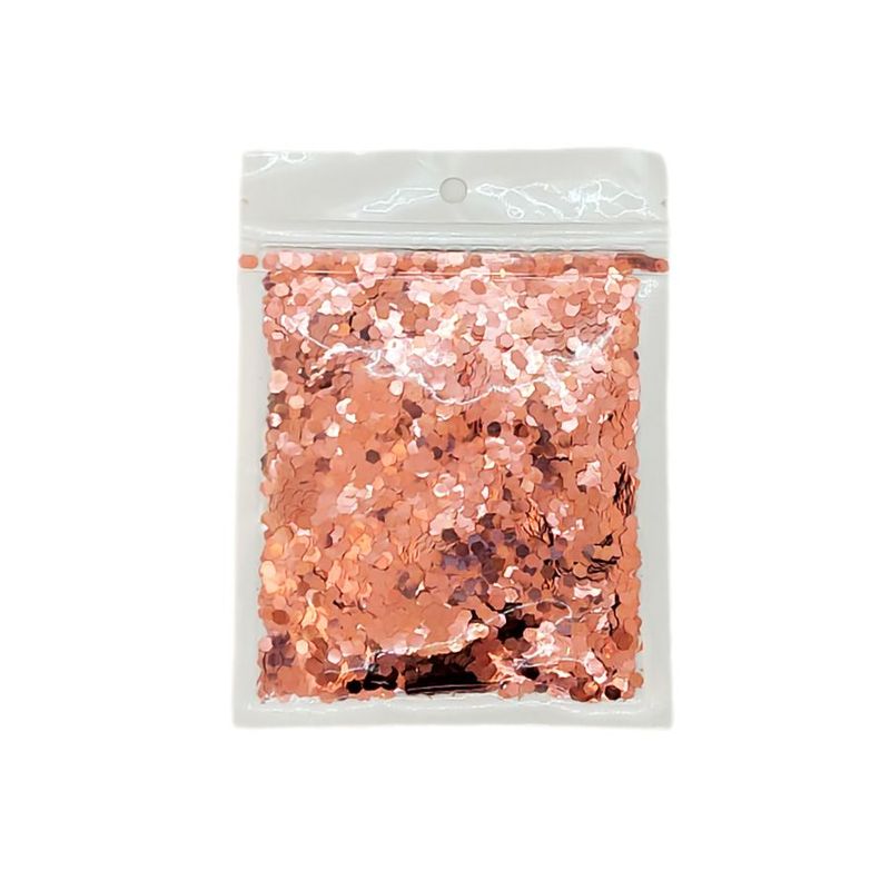 Confete Hexagonal Holográfico - Ouro Rose - 15g - 1 unidade - Rizzo