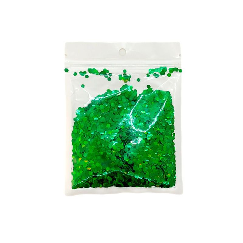 Confete Hexagonal Holográfico - Verde - 15g  - 1 unidade - Magazine 25