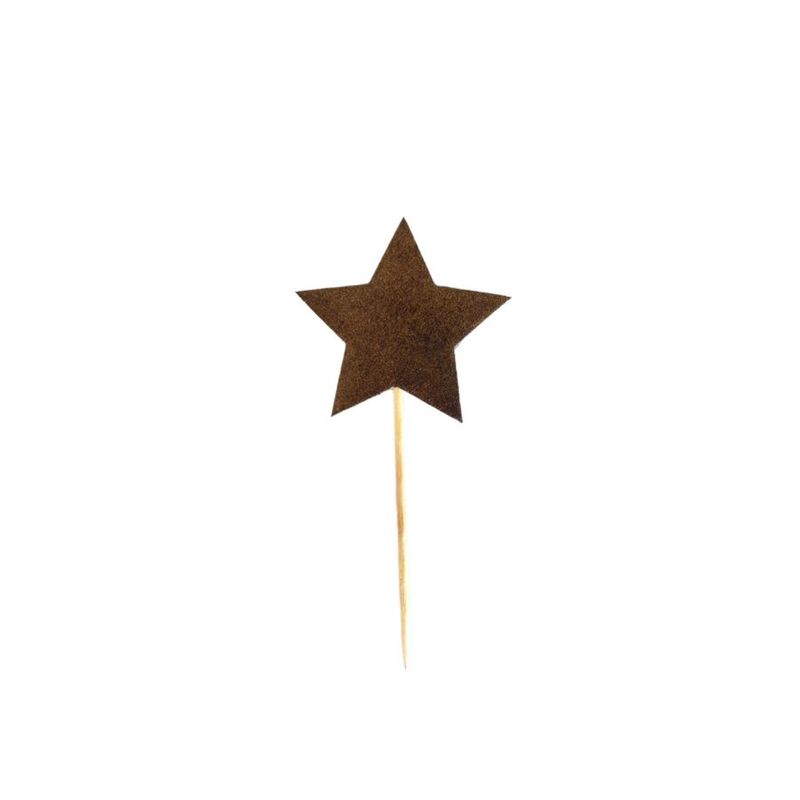 Pick Decorativo - Estrela Marrom  - 12 unidades - Miss Embalagens - Rizzo