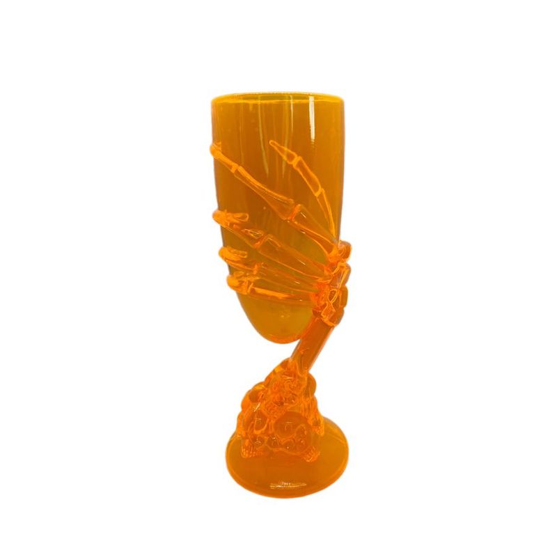 Taça de Halloween - Mão Esqueleto Laranja  - 1 unidade - Magazine 25