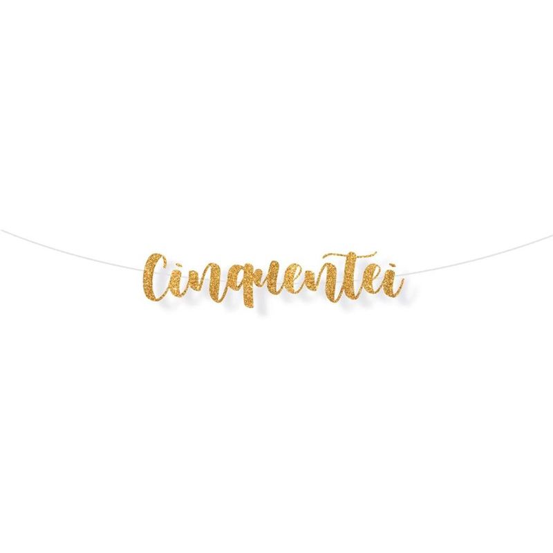 Faixa Decorativa "Cinquentei" - Dourado Glitter - 1 unidade - Cromus - Magazine 25