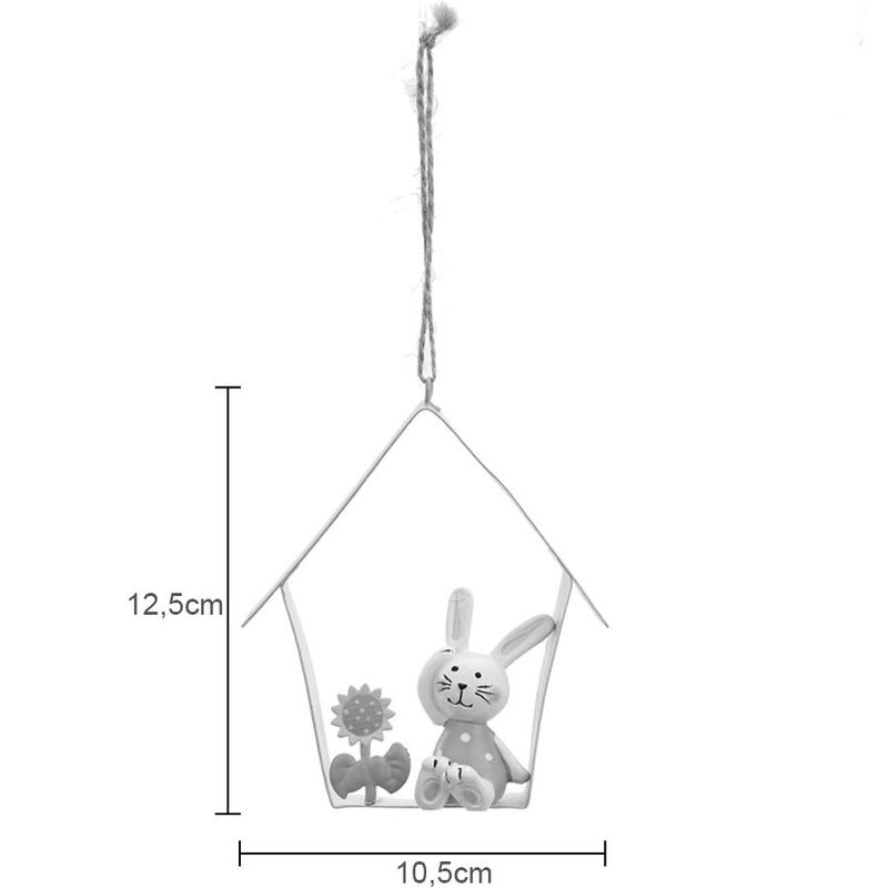 Enfeites de Pendurar de Metal Casinha de Páscoa Verde - 12,5x10,5x2cm - 1 unidade - Cromus - Magazine 25