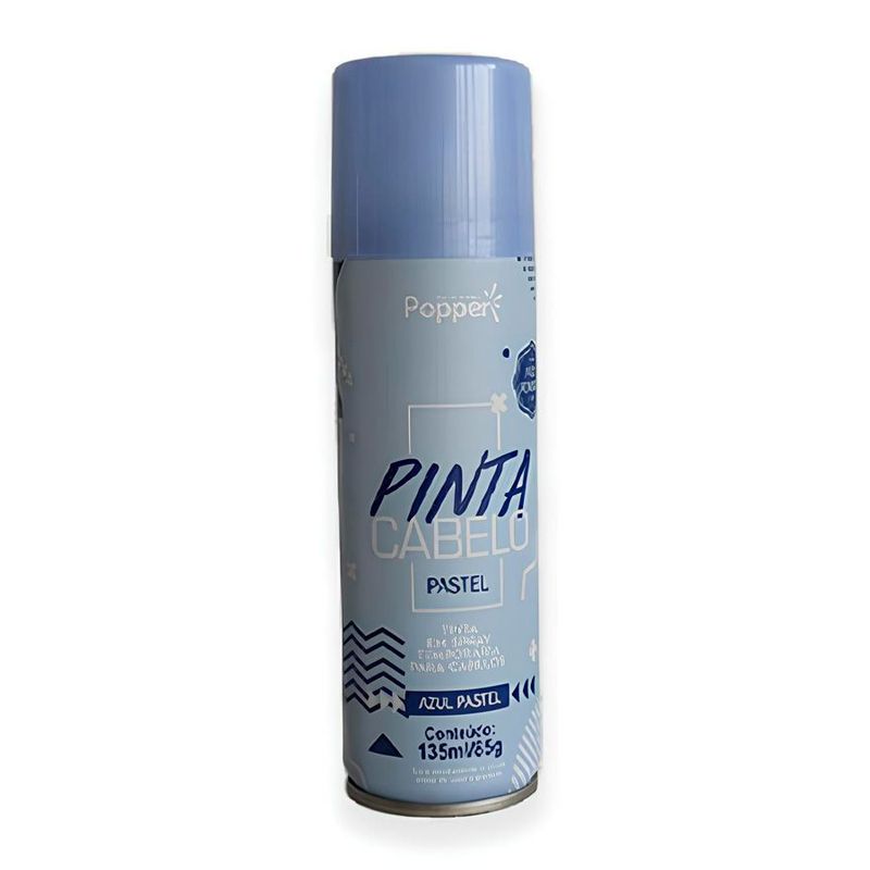 Tinta Temporária Spray para Cabelo - Azul Pastel - 135ml/85g - 1 unidade - Popper - Magazine 25