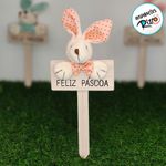 Placa Feliz Páscoa - Laranja - 22cm - 1 unidade - Cromus - Magazine 25