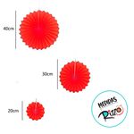Leque Decorativo de Papel - Vermelho e Branco - 6 unidades - Magazine 25