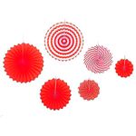 Leque Decorativo de Papel - Vermelho e Branco - 6 unidades - Magazine 25