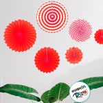 Leque Decorativo de Papel - Vermelho e Branco - 6 unidades - Magazine 25
