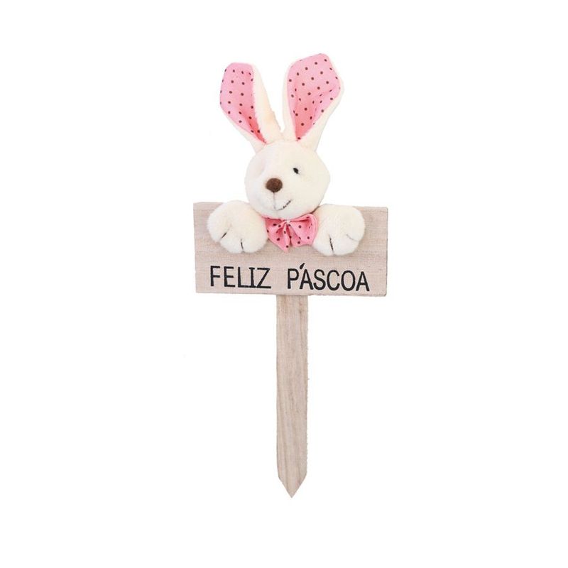 Placa Feliz Páscoa - Rosa - 22cm - 1 unidade - Cromus - Magazine 25