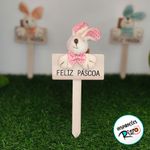 Placa Feliz Páscoa - Rosa - 22cm - 1 unidade - Cromus - Magazine 25