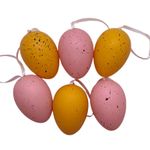 Ovos de Páscoa Laranja e Rosa com Respingos Pretos para Pendurar - 6cm - 6 unidades - Magazine 25