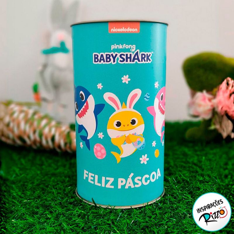 Lata para Lembrancinhas Páscoa Baby Shark - 22x13cm - 1 unidade - Cromus - Magazine 25