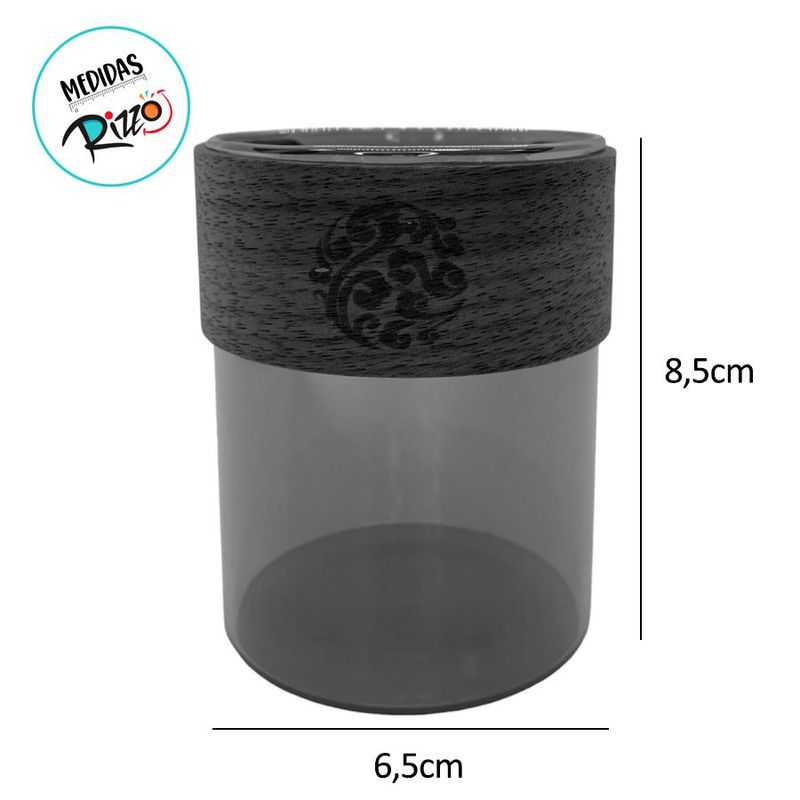 Pote de Vidro com Detalhe em Madeira - 6,5x8,5cm - 220ml - 1 unidade - Magazine 25