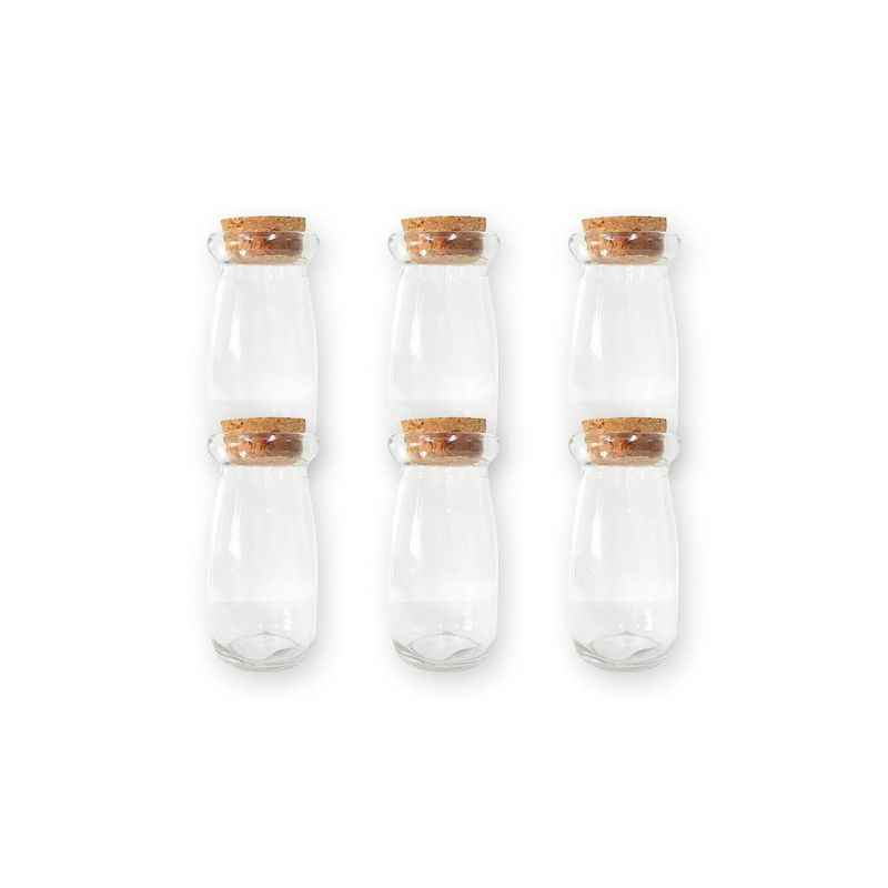 Kit 6 Potinhos de Vidro Sais com Tampa de Rolha - 110ml - Magazine 25