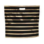 Sacola Metalizada com Zip P - Listras Preto/Ouro - 1 unidade - Cromus - Magazine 25