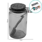 Pote de Vidro com Colher de Madeira e Tampa de Rolha - 7x10x5,5cm - 125ml - 1 unidade - Magazine 25