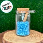 Pote de Vidro com Colher de Madeira e Tampa de Rolha - 7x10x5,5cm - 125ml - 1 unidade - Magazine 25