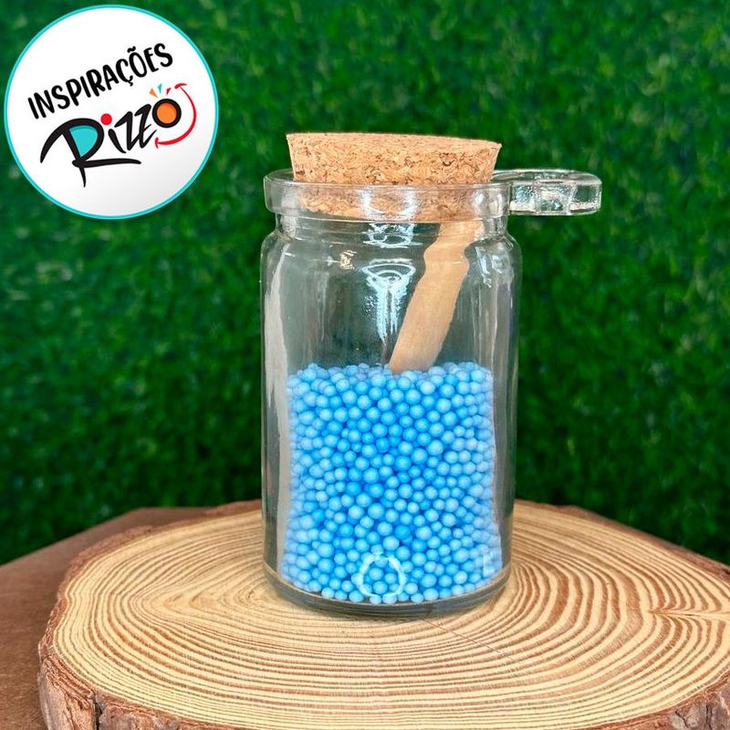 Pote de Vidro com Colher de Madeira e Tampa de Rolha - 7x10x5,5cm - 125ml - 1 unidade - Magazine 25