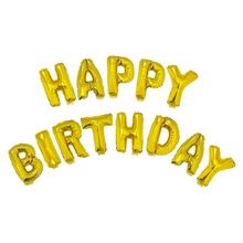 Balão de Festa Metalizado 16" 41cm - Happy Birthday - Gold - 1 unidade - Magazine 25