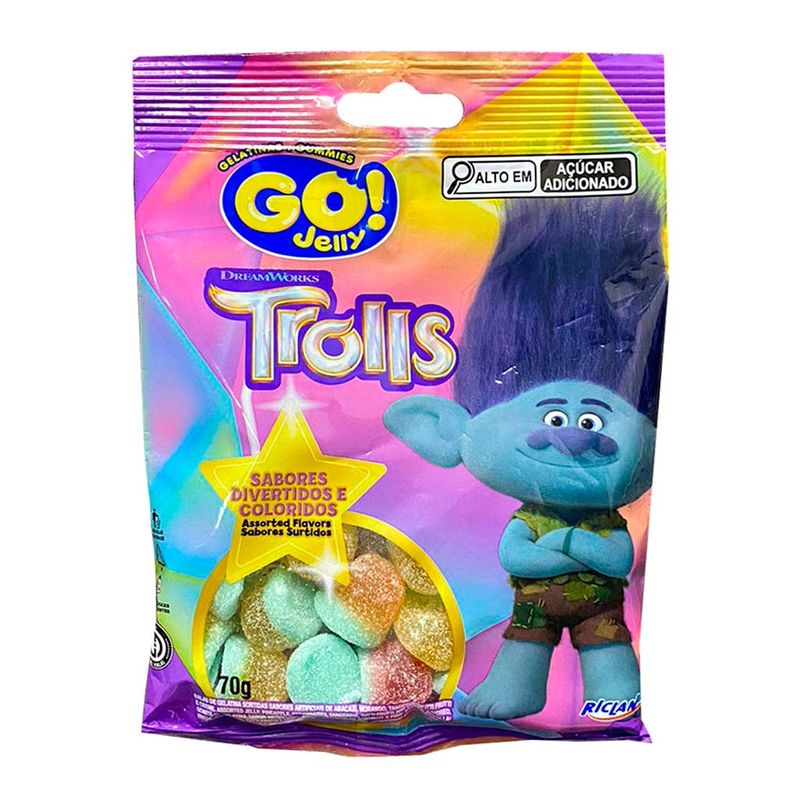 Bala de Gelatina Go! Jelly Trolls 70g - Riclan