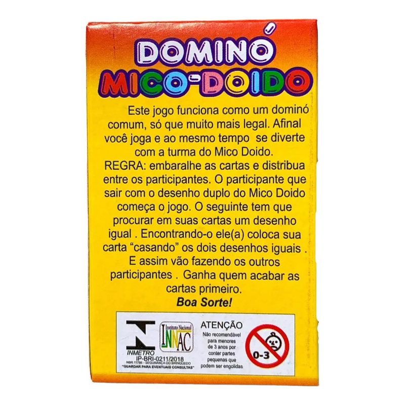 Lembrancinha Infantil - Mini Dominó Mico Doido - 12 Un