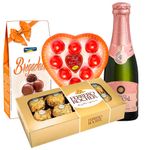 Kit Namorados - Ferrero Rocher + Espumante + Trufa + Bombom