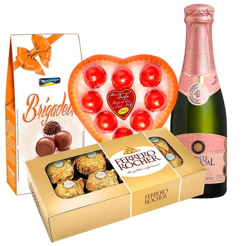 Kit Namorados - Ferrero Rocher + Espumante + Trufa + Bombom
