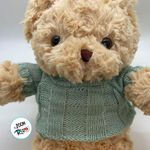 Urso de Pelúcia Bege com Blusa de Lã - Verde - 30cm - 1 unidade - Rizzo