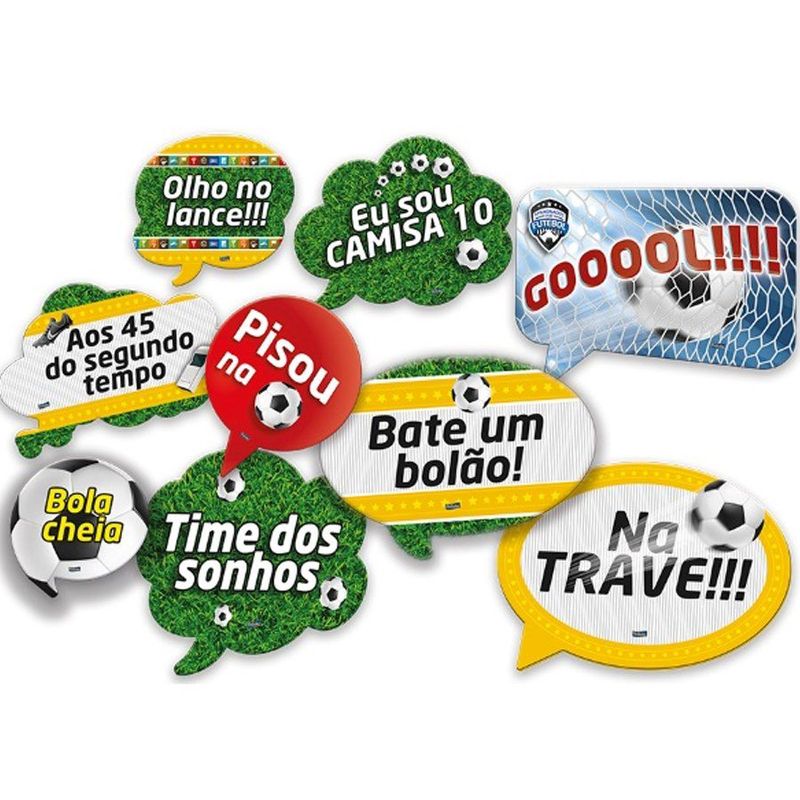 Kit Placas Sortidas - Festa Futebol - 9 unidades - Festcolor - Magazine 25