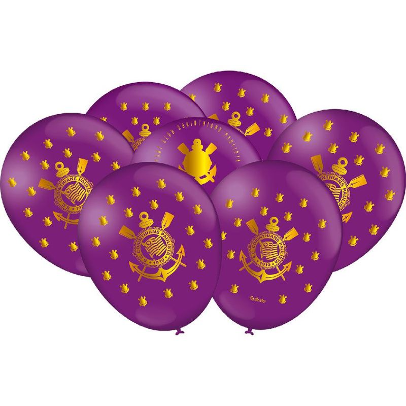 Balão - Corinthians Roxo e Dourado - 25 unidades - Festcolor - Magazine 25