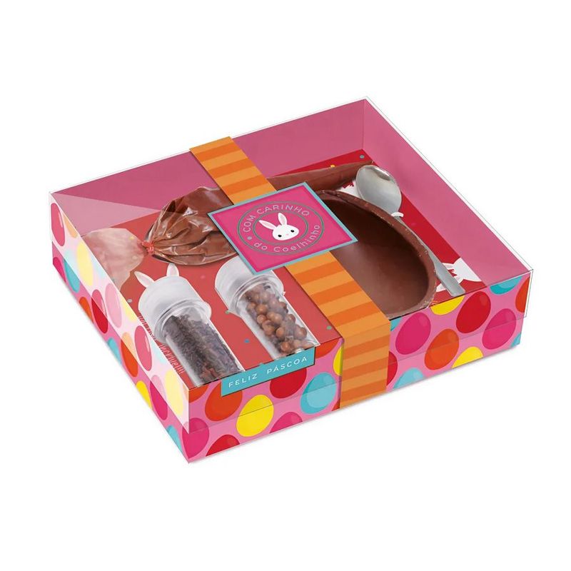 Caixa Kit Confeiteiro Meio Ovo 100g - Coelhinho Sai da Toca Rosa - 1 unidade - Cromus - Magazine 25